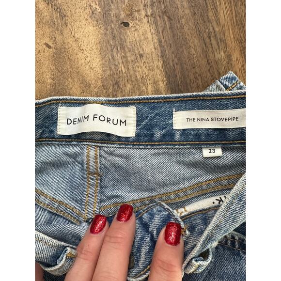 Denim Forum The Nina Stovepipe High Waisted Straight Leg Denim Jeans Size 23 - Picture 6 of 8